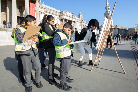 Pupils from Nelson School in Newham learn from historic Lt Lapenotiere, messenger of Trafalgar